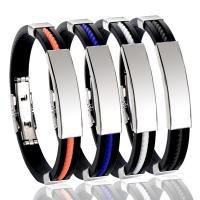 Men Bracelet, Titanium Steel, with Faux Leather & Silicone & Stainless Steel, fashion jewelry 1.0CMX0.4cm cm 