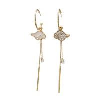 Zinc Alloy Rhinestone Drop Earring, gold color plated, for woman & with rhinestone, white 