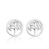 Zinc Alloy Stud Earring, Brass, silver color plated, for woman, 8mm 