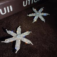 Zinc Alloy Rhinestone Stud Earring, with 925 Sterling Silver, for woman & with rhinestone, 50mm 