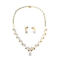 Cubic Zirconia Micro Pave Brass Jewelry Sets, earring & necklace, with Cubic Zirconia, 2 pieces & fashion jewelry 
