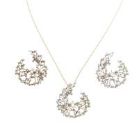 Cubic Zirconia Micro Pave Brass Jewelry Sets, Stud Earring & necklace, with Cubic Zirconia, 2 pieces & fashion jewelry 