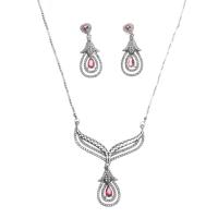 Cubic Zirconia Micro Pave Brass Jewelry Sets, earring & necklace, with Cubic Zirconia, 2 pieces & fashion jewelry 