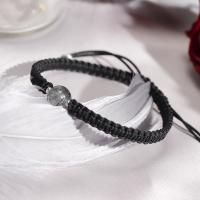 Quartz Bracelets, Korean Waxed Cord, with 925 Sterling Silver & Quartz, Round, plated, fashion jewelry & for woman 155+50mm 