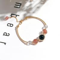 Quartz Bracelets, Brass, with Quartz, Round, gold color plated, fashion jewelry & for woman, golden, 190*6*8*10mm 
