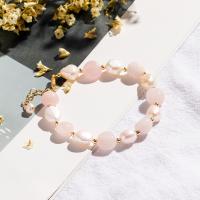 Cultured Freshwater Pearl Brass Bracelet, Quartz, with pearl & Brass, Ellipse, plated & fashion jewelry & for woman 190mm 