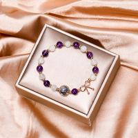 Quartz Bracelets, with Brass, Round, plated, fashion jewelry & for woman, purple, 140mm 