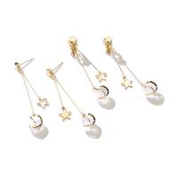 Cats Eye Earring, Brass, with 925 Sterling Silver & Cats Eye, Star, plated, fashion jewelry & for woman 54*8mm 