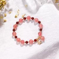 Quartz Bracelets, Round, polished, fashion jewelry & for woman, pink, 150mm 