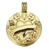 Brass Jewelry Pendants, Round, gold color plated Approx 3mm 