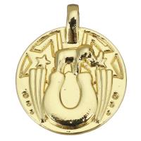 Brass Jewelry Pendants, Round, gold color plated Approx 2.5mm 