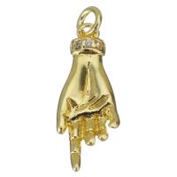 Brass Jewelry Pendants, Hand, gold color plated, micro pave cubic zirconia Approx 2.5mm 