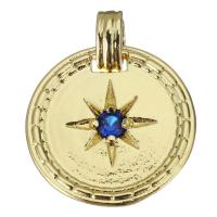 Brass Jewelry Pendants, Round, gold color plated Approx 3mm 