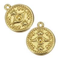 Brass Jewelry Pendants, Round, gold color plated Approx 0.5mm 