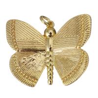 Brass Jewelry Pendants, Butterfly, gold color plated Approx 2.5mm 