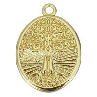 Brass Jewelry Pendants, Ellipse, gold color plated Approx 1.5mm 