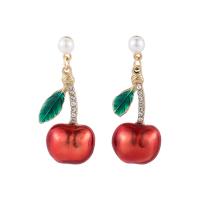 Zinc Alloy Rhinestone Drop Earring, Apple, fashion jewelry & for woman & with rhinestone 