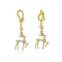 Christmas Earrings, Alloy, plated, fashion jewelry & with rhinestone, golden 