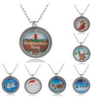 Christmas Jewelry Necklace, Zinc Alloy, fashion jewelry & enamel 