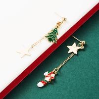 Christmas Earrings, Zinc Alloy, gold color plated, Christmas Design & for woman & enamel, multi-colored 