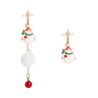 Christmas Earrings, Zinc Alloy, gold color plated, Christmas Design & for woman & enamel, white 