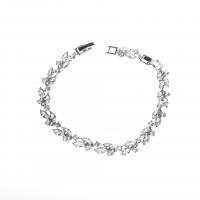Bracelet cubique en laiton zircon pavent, avec zircon cubique, bijoux de mode, blanc, Vendu par brin