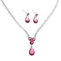 Cubic Zirconia Micro Pave Brass Jewelry Sets, Stud Earring & necklace, with Cubic Zirconia, 2 pieces & fashion jewelry 