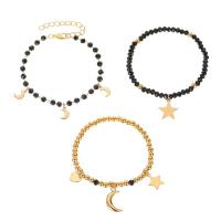 Zinc Alloy Resin Bracelets, with Resin, three pieces & fashion jewelry, black 