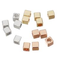Brass Jewelry Beads,  Square, plated, fashion jewelry & DIY & for woman nickel, lead & cadmium free Approx 2mm 