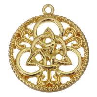 Brass Jewelry Pendants, Round, gold color plated, hollow Approx 1.5mm 