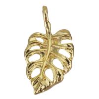 Brass Jewelry Pendants, Leaf, gold color plated, hollow Approx 1.5mm 