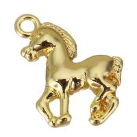 Латунные Подвески в форме животного, Латунь, Лошадь, плакирован золотом отверстие:Приблизительно 1.5mm, продается PC