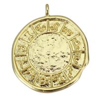 Brass Jewelry Pendants, Round, gold color plated Approx 1.5mm 