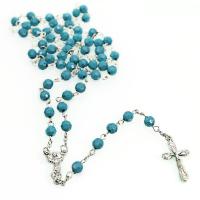 Rosary Necklace, Plastic, with Zinc Alloy, durable & Unisex, 13.2cm,34cm,47.2cm,1.5*2.8cm,1.2*2cm,6MM 