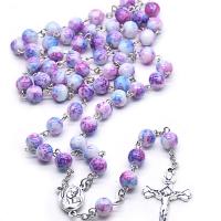 Rosary Necklace, Glass, fashion jewelry & Unisex, 14.5cm,33cm,47.5cm,2.3*4cm,1.5*1.7cm,8MM 