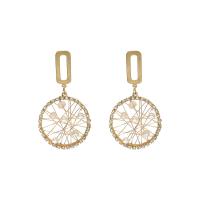 Zinc Alloy Rhinestone Drop Earring, gold color plated, for woman & with rhinestone, white 