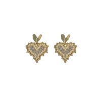 Zinc Alloy Rhinestone Drop Earring, gold color plated, for woman & with rhinestone 