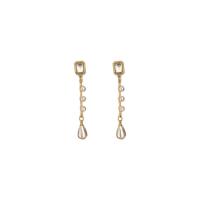 Plastic Pearl Zinc Alloy Earring, gold color plated, for woman, white, 61mm 
