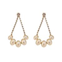 Zinc Alloy Rhinestone Drop Earring, gold color plated, for woman & with rhinestone 