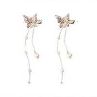 Zinc Alloy Rhinestone Drop Earring, plated, for woman & with rhinestone 