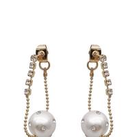 Zinc Alloy Rhinestone Drop Earring, gold color plated, for woman & with rhinestone, white 