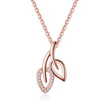 Brass Cubic Zirconia Necklace, with Cubic Zirconia, Leaf, plated, fashion jewelry & with cubic zirconia 20*11*450+50mm 