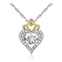 Cubic Zircon Micro Pave Brass Necklace, with Cubic Zirconia, Heart, plated, fashion jewelry & for woman & with cubic zirconia 22*15mm 