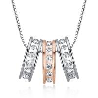 Cubic Zircon Micro Pave Brass Necklace, with Cubic Zirconia, Donut, plated, fashion jewelry & for woman & with cubic zirconia, silver color, 12*12*450+50mm 