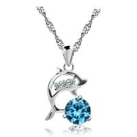 Brass Cubic Zirconia Necklace, with Cubic Zirconia, Dolphin, plated, fashion jewelry & for woman & with cubic zirconia 17*12mm 