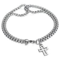 Titanium Steel Bracelet & Bangle, Cross, fashion jewelry & for man, silver color, 230mm 
