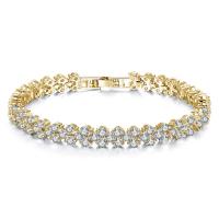 Cubic Zirconia Micro Pave Brass Bracelet, with Cubic Zirconia, Donut, plated, fashion jewelry & for woman & with cubic zirconia 175mm 