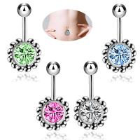 Stainless Steel Belly Ring, micro pave cubic zirconia 1.6mm,5mm,8mm 