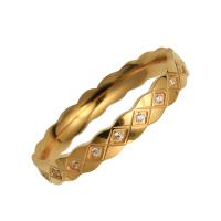 Anilo de dedo de acero inoxidable, chapado en color dorado, para mujer & con diamantes de imitación, 4mm, Vendido por UD