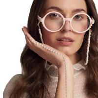 ABS-Kunststoff-Perlen Brillenkette, nachhaltiges & Anti-Skidding & für Frau, weiß, 700x8mm, Länge:27.55 ZollInch, verkauft von Strang